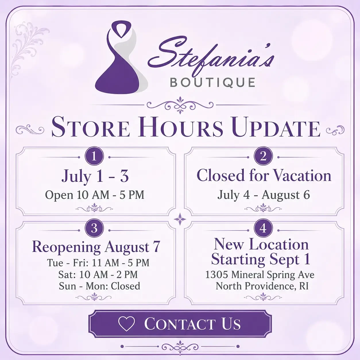 Summer Store Hours Notification
