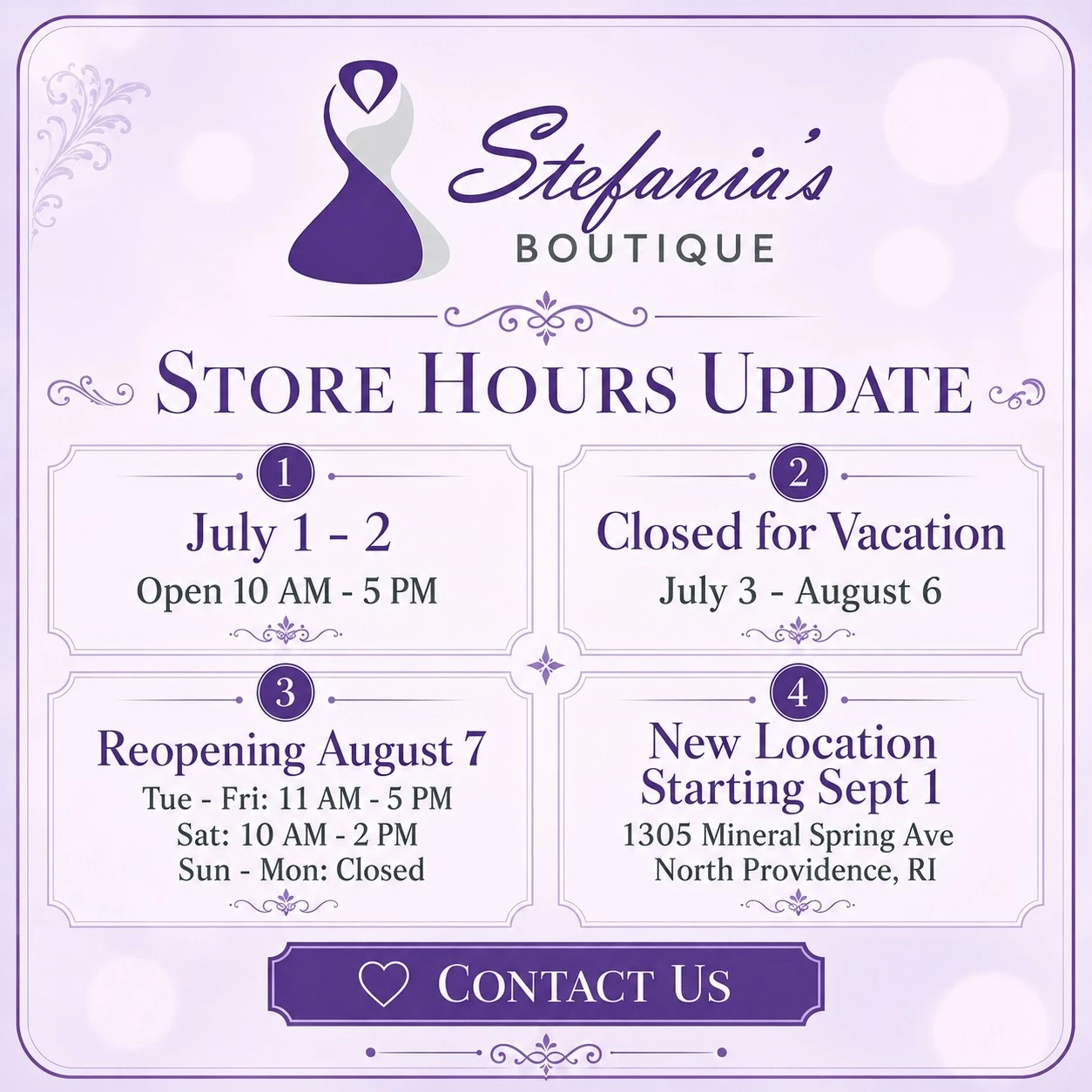 Summer Store Hours Notification